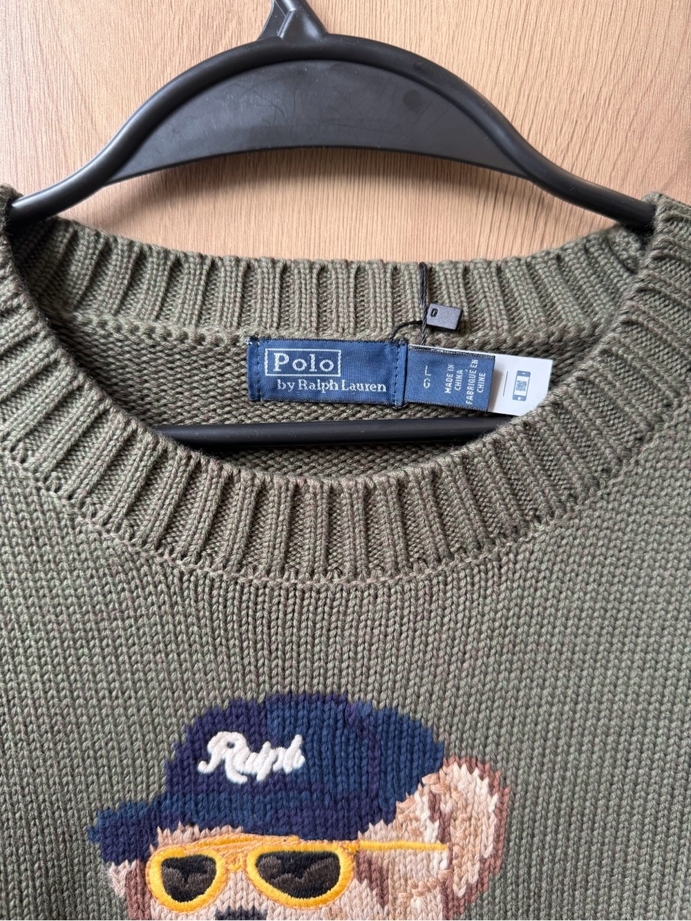 Polo by Ralph Lauren Olive Green Bear Intarsia Crewneck Sweater - Picture 3 of 5